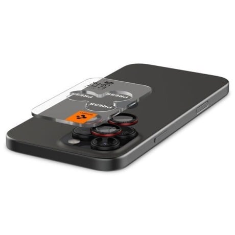 Защитное стекло на камеру Spigen Optik Pro L-Series Glas.tR EZ Fit для  iPhone 14 Pro / Pro Max / 15 Pro / Pro Max / 16 Pro / 16 Pro Max - Black with Red Edge