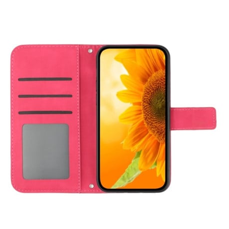 Чехол-книжка Skin Feel Sun Flower для Samsung Galaxy A04 4G - пурпурно-красный