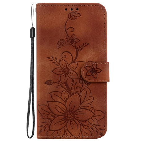 Чехол-книжка Lily Embossed Leather для Xiaomi Redmi Note 13 Pro 4G / Poco M6 Pro 4G - коричневый