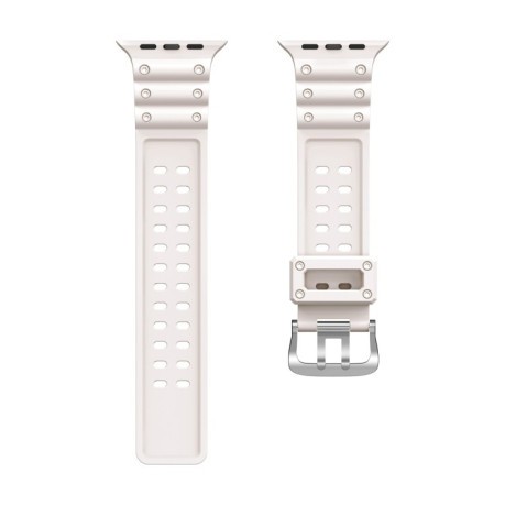 Силіконовий ремінець Waterproof Double Buckle для Apple Watch 10 42mm/Series 8/7 41mm / 40mm / 38mm - бежевий