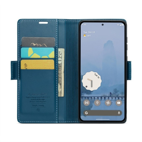 Чохол-книжка CaseMe 023 Butterfly Buckle Litchi Texture RFID Anti-theft Leather для Google Pixel 9 Pro XL - синій