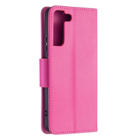 Чехол-книжка Litchi Texture Pure Color на Samsung Galaxy S22 Plus 5G - пурпурно-красный