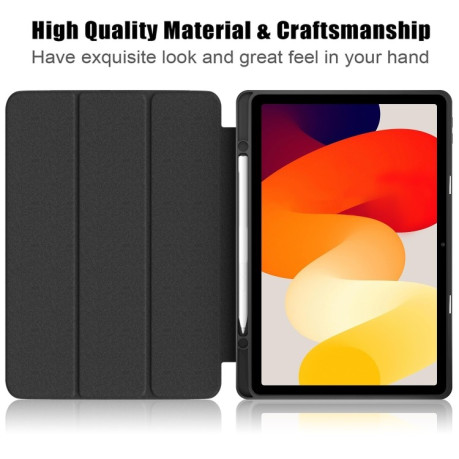 Чохол-книжка Acrylic 3-Fold Solid Color Smart Leather для Xiaomi Redmi Pad SE - чорний
