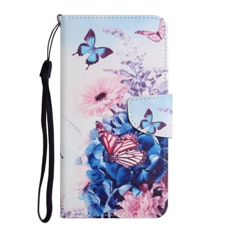 Чехол-книжка Colored Drawing Pattern для Samsung Galaxy S24 FE 5G - Butterfly