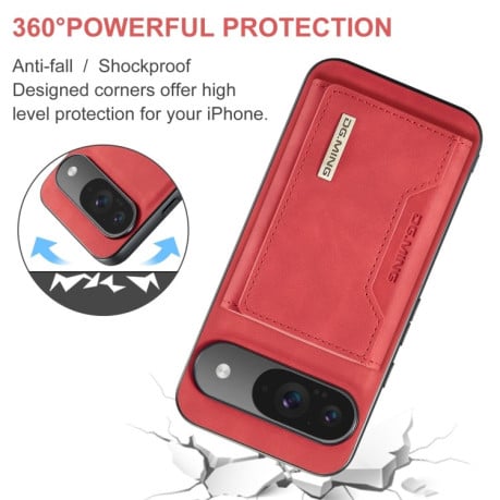 Чехол DG.MING M2 Series 3-Fold Multi Card Bag + Magnetic для Google Pixel 9/9 Pro - красный