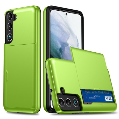 Противоударный чехол Armor Slide Card Slot для Samsung Galaxy S22 Plus 5G - зеленый