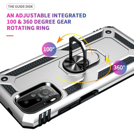 Протиударний чохол-підставка 360 Degree Rotating Holder на Xiaomi Redmi Note 10/10s/Poco M5s - сріблястий
