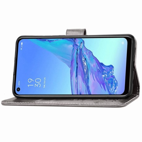 Чохол-книжка Four-leaf Clasp Embossed на Oppo A53 2020 /A53S - сірий