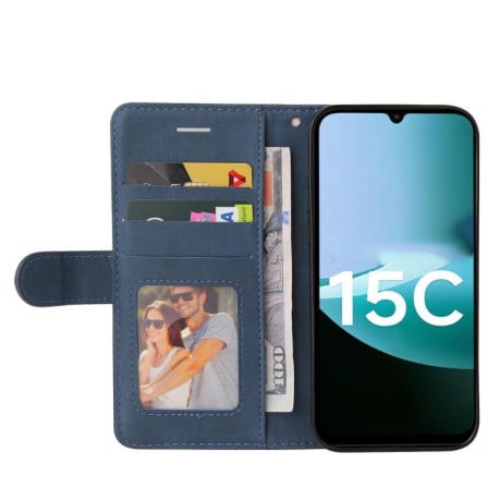 Чохол-книжка CaseNeo Splicing Dual Magnetic Buckle Leather на Xiaomi Redmi 15C 4G EU / 15C 5G 173.1mm - синій