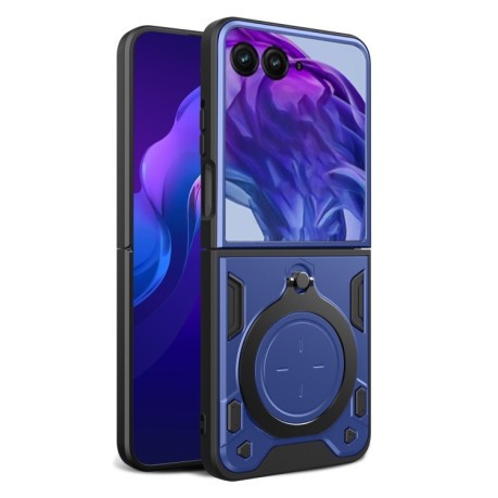 Противоударный чехол CD Texture Sliding Camshield Magnetic Holder на Motorola Razr 50 Ultra - синий