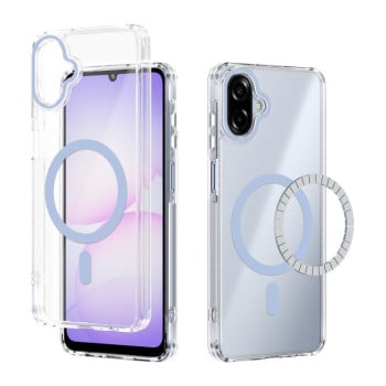 Прозрачный чехол ABEEL с магнитным кольцом MagSafe на Samsung Galaxy A07 4G — синий