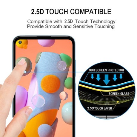 Защитное стекло 3D Full Glue Full на Samsung Galaxy A11/M11 - прозрачно-черное