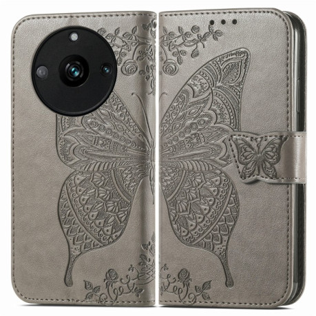 Чехол-книжка Butterfly Love Flower Embossed на Realme 11 Pro 5G/11 Pro+ 5G - серый