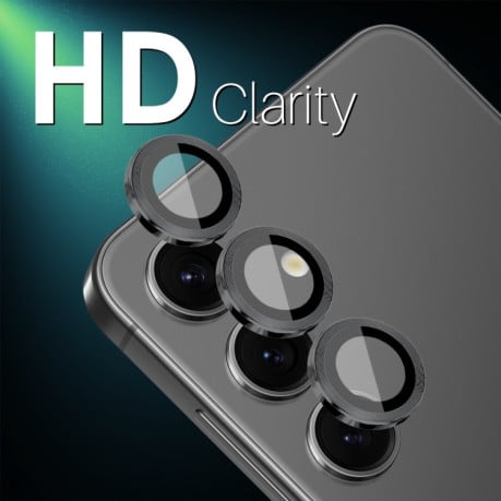 Захисне скло NORTHJO Glitter Camera Lens Protector Tempered Glass Metal Ring для Samsung Galaxy S25+ 5G - чорне