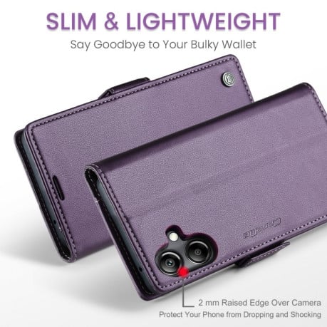 Чехол-книжка CaseMe 023 Butterfly Buckle Litchi Texture RFID Anti-theft Leather на Samsung Galaxy A07 / A06 - фиолетовый