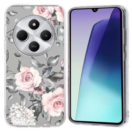 Чохол Colorful Painting Pattern TPU для Xiaomi Redmi 14C 4G/Poco C75/Redmi A4 5G - Flowers On Grey