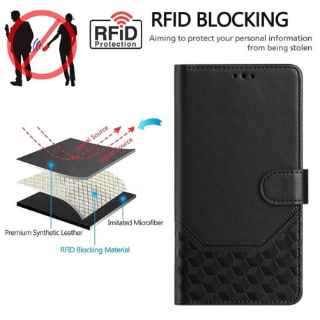 Чехол-книжка Embossing Stripe RFID для Realme 13+ 5G/13 Pro 5G/13 Pro+ - черный
