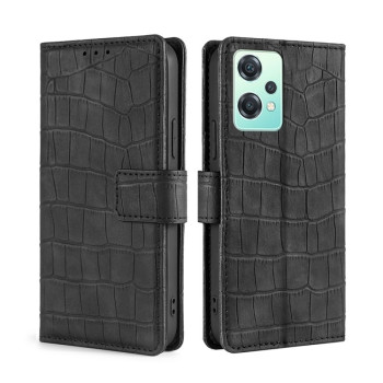 Чехол-книжка с мягким покрытием (Skin Feel), фактура “крокодил” (Crocodile Texture) на Realme 9 Pro/OnePlus Nord CE 2 Lite 5G - черный