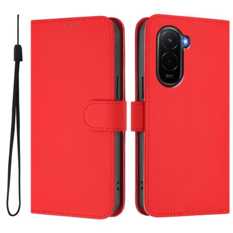 Чехол-книжка с мягким покрытием (Skin Feel) со шнурком на Xiaomi Poco M7 4G 169mm - красный