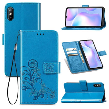 Чохол-книжка Four-leaf Clasp Embossed на Xiaomi Redmi 9A - синій