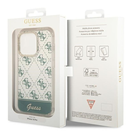 Оригінальний чохол Guess 4G Pattern Script для iPhone 14 Pro Max - khaki 