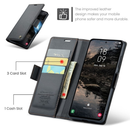 Чохол-книжка CaseMe 023 Butterfly Buckle Litchi RFID Anti-theft Leather  для Samsung Galaxy S25+ 5G - чорний