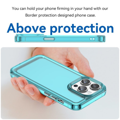 Противоударный чехол Candy Series для iPhone 15 Pro -прозрачно-голубой