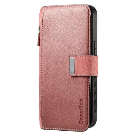 Чехол-книжка CaseNeo MagSafe RFID Anti-theft Zipper Wallet Retro Leather для Realme GT 7 Pro - розовый
