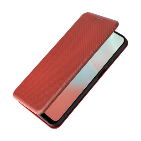 Чехол-книжка Carbon Fiber Texture на Samsung Galaxy M16 5G / F16 5G - коричневый