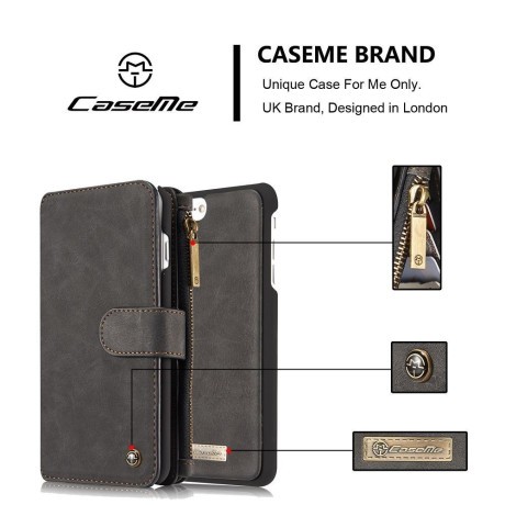 Шкіряний Чохол-гаманець CaseMe з відділенням для кредитних карток для iPhone 7 Plus/ 8 Plus чорний