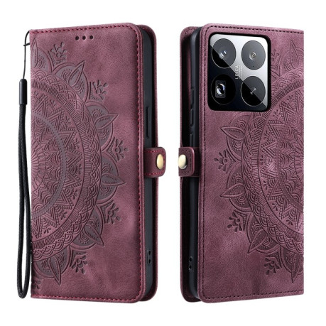 Чохол-книжка Totem Embossed Magnetic Leather для Xiaomi 15 Pro - винно-червоний