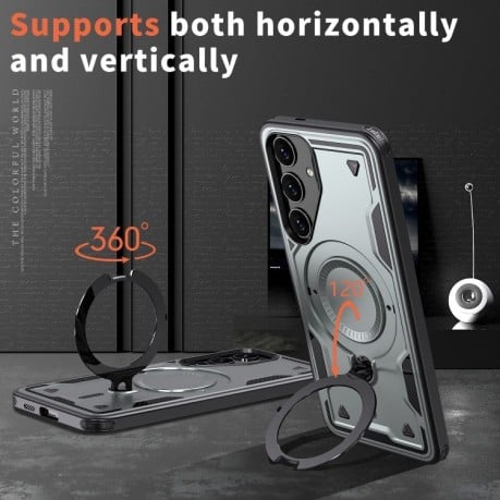 Протиударний чохол MagSafe Holder Armor PC Hybrid для Samsung Galaxy S24 FE 5G - сірий