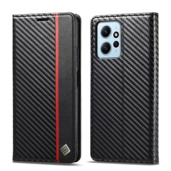 Чехол-книжка LC.IMEEKE Carbon Fiber для Xiaomi Redmi Note 12 4G - Vertical Black