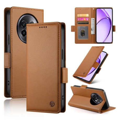 Чехол-книжка Side Buckle Magnetic Frosted Leather для Realme 13+ - коричневый