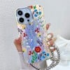 Чохол Electroplating Laser Flower Phone Case with Wrist Strap для iPhone 16 Pro - Flower