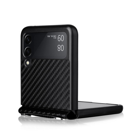 Противоударный чехол Carbon Fiber для Samsung Galaxy Z Flip3 5G - черный
