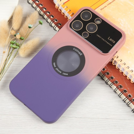 Противоударный чехол Gradient Silicone Shockproof Magsafe для iPhone 15 Plus - розово-фиолетовый