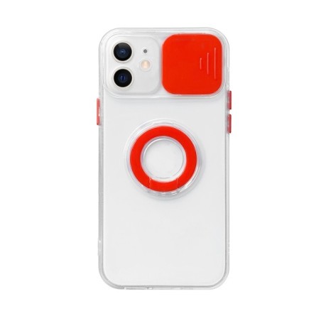 Протиударний чохол Sliding Camera with Ring Holder для iPhone 14/13 - прозоро-червоний