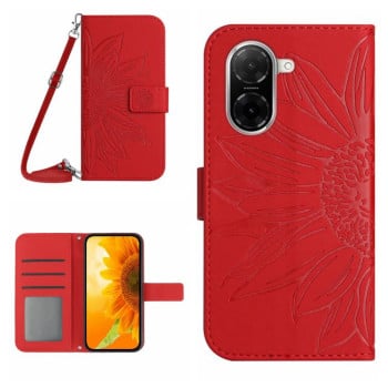 Чехол-книжка Skin Feel с рисунком подсолнуха на Xiaomi Redmi A5 4G 173.3mm - красный