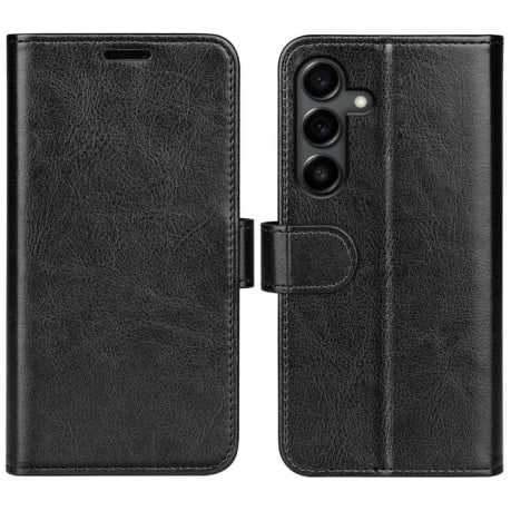 Чехол-книжка с фактурой R64 и магнитным хлястиком на Samsung Galaxy S25 FE 5G - черный