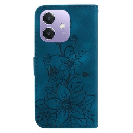 Чохол-книжка з тисненням Lily та магнітною застібкою на OPPO A5x 5G/A3 4G/5G/A3x 4G/5G - синій