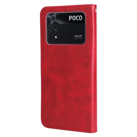 Чехол-книжка Fashion Calf Texture для Xiaomi Poco M4 Pro 4G - красный