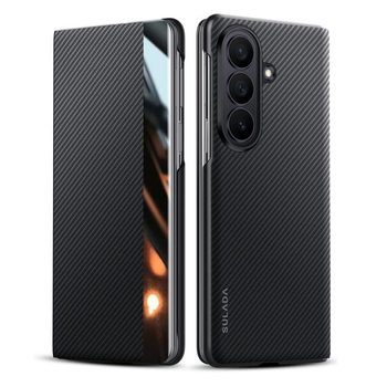 Чохол-книжка Sulada з вікном і фактурою кевлара 600D на Samsung Galaxy Fold8 Ultra 5G — синій