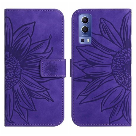Чохол-книжка Skin Feel Sun Flower для Vivo Y72 5G/iQOO Z3/Y52 5G/Y53S - фіолетовий