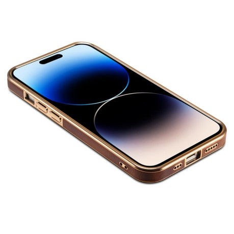 Чохол Denior Oil Wax Cowhide Plating для iPhone 15 - коричневий