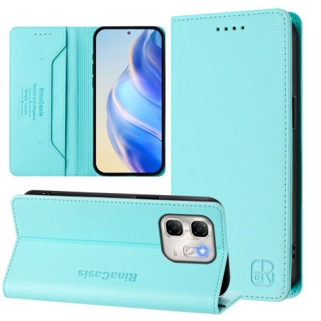 Чехол-книжка RC01 Dual-Folded Magnetic Suction RFID Leather на Infinix Hot 50i 5G / Smart 9 4G - зеленый