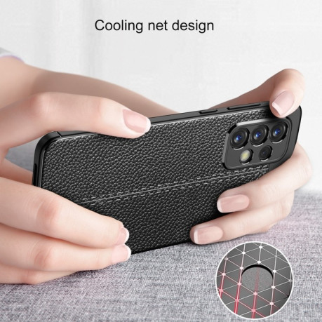 Противоударный чехол Litchi Texture на Samsung Galaxy A73 5G - черный