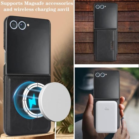 Чохол-книжка Kalebol Strong з MagSafe Tri-Fold з кишенькою для карт на Samsung Galaxy Filp 7 - чорний