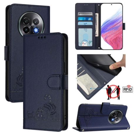 Чехол-книжка Cat Embossing Patternна на Realme 13+ 5G/13 Pro 5G/13 Pro+ - синий
