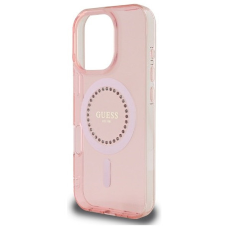 Оригинальный чехол Guess IML Rhinestones MagSafe для iPhone 16 Pro Max - Pink